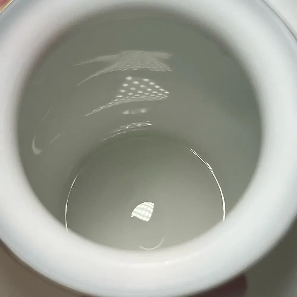 Vintage 40s DeLuxe Inc USA Signed Hand Painted Floral Vase Milk Glass - Picture 6 of 12